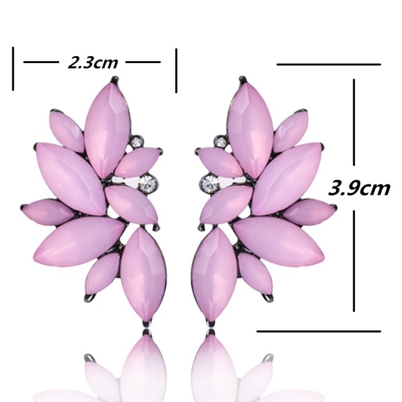 Pink and Red Leaf Drop Earrings - Picture 6 of 6